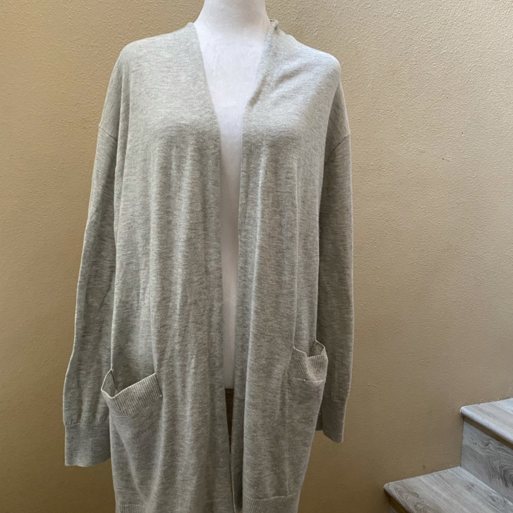 Cashmere Wool Blend Cardigan Light Grey Size XL